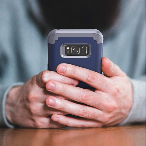 IDweel for Galaxy S8 Case, for Galaxy S8 Case Blue for Men Guys, 3 in 1 Shockproof Slim Hybrid Heavy Duty Protection Hard PC Cover Soft Silicone R...
