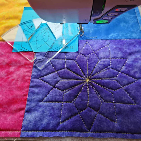 YEQIN Free Motion Quilting Template Rulers Series 5 with Quilting Frame for Domestic Sewing Machine Ruler (Fan Diamond Template)...