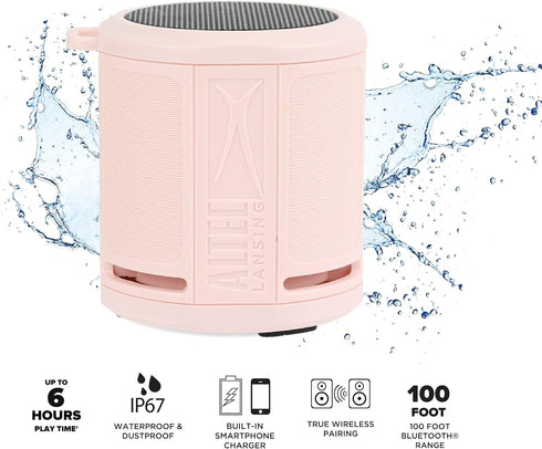 Altec Lansing HydraMicro - Waterproof Bluetooth Speaker, Lightweight & Portable Speaker for Travel & Outdoor Use, Petal Pink...