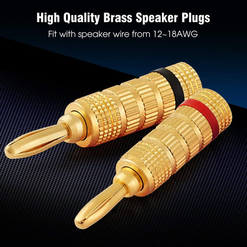 WGGE WG-3333 24k Gold Plated Speaker Banana Plugs-Closed Screw Type (12 Pairs (24 Plugs))...