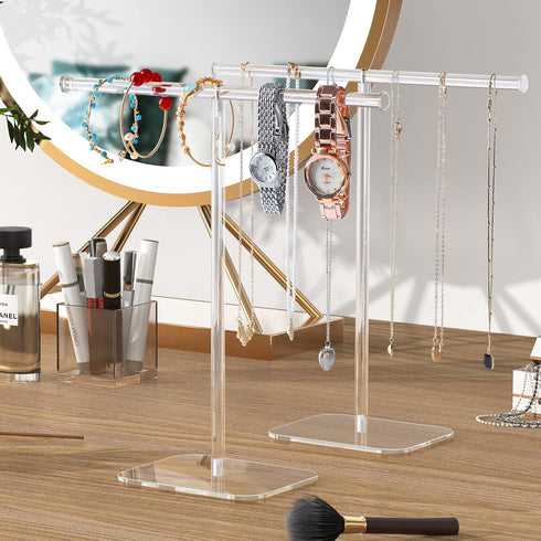 Jewelry Stand Necklace Stand 2 Tower, Clear Necklace Holder Jewelry Holder, Acrylic Jewelry Organizer, Bracelet Hanging Organizer, Display Stand f...