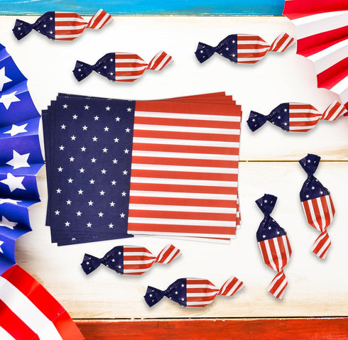 Patriotic Candy Twisting Wax Wrappers 700 Pieces July 4 Chocolate Caramel Wrapping Paper American Flag Design Wrapper for USA Holiday Candies Cara...