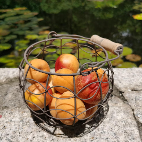 Wire Egg Basket for Gathering Fresh Eggs,Egg Baskets for Fresh Egg Farmhouse,Egg Collecting Basket,Round Metal Egg Basket With Handle,Refrigerator...