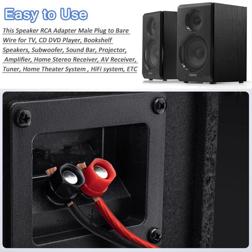 9.9FT RCA to Speaker Bare Wire Cable, Heavy 14 Gauge Speaker Bare Wire Cables to RCA Plug Adapter Repair Speaker Cord for Speakers Amplifier TV Su...