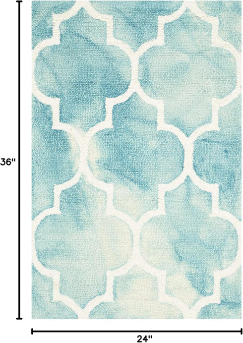 SAFAVIEH Dip Dye Collection 2' x 3' Turquoise/Ivory DDY535D Handmade Moroccan Watercolor Premium Wool Accent Rug...