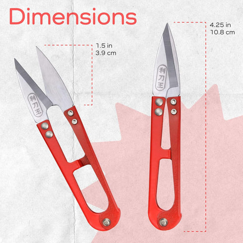 JubileeYarn Professional Multi-Purpose Snip - Mini Metal Cutter for Pruning and Embroidery - Red - 1 Pair...