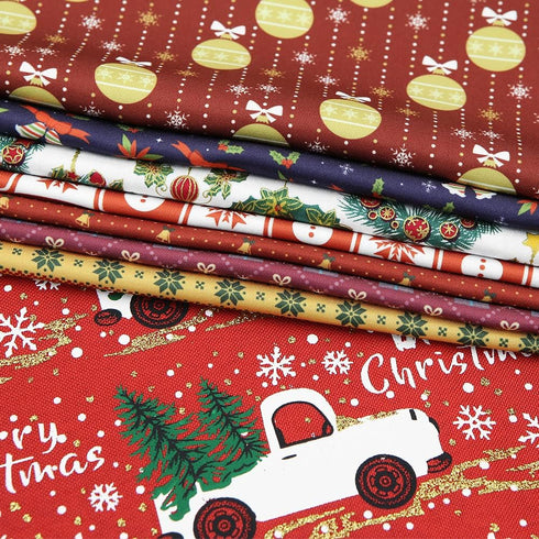 Christmas Fabric Squares Quilting Fabric Patchwork, 50 x 50 cm/ 19.68 x 19.68 Inches Bell Snowflake Snowman Precut Fabric for Sewing DIY Quilting ...