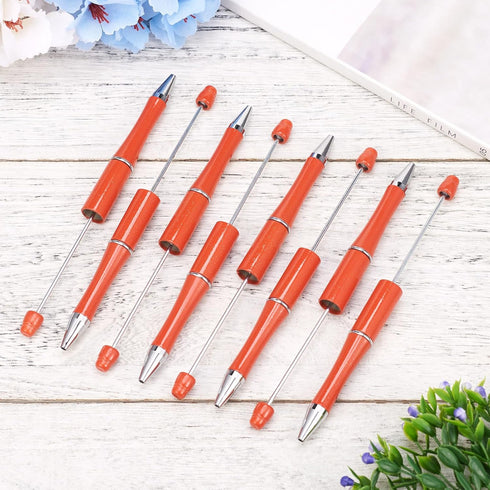 Beadthoven 20pcs Plastic Beadable Pen, Bead Ballpoint Pen Shaft Black Ink Bead Pens for DIY Pen Decorations Supplies Office School Halloween (Oran...