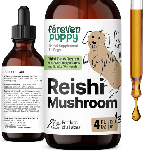 Red Reishi Mushroom Tincture for Dogs - Immune Support Mushroom Supplement - Liquid Mushroom Drops for Pets w/Reishi Extract - Liquid Vitamins and...