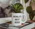 Silver Buffalo The Office World's Best Boss Decorative Artificial Faux Greenery Plant in Ceramic...