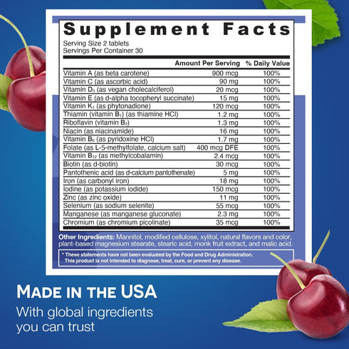 EZ Melts Dissolvable Multivitamin with Iron for Women and Men, Sugar-Free, 1-Month Supply...
