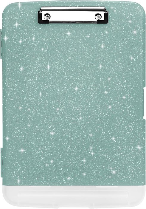 Glitter Clipboard with Storage,Storage Clipboard with Pen Holder,A4 Binder Clip Boards 8.5x11 with Low Profile Clip,Side Opening Sparkle Clipboard...