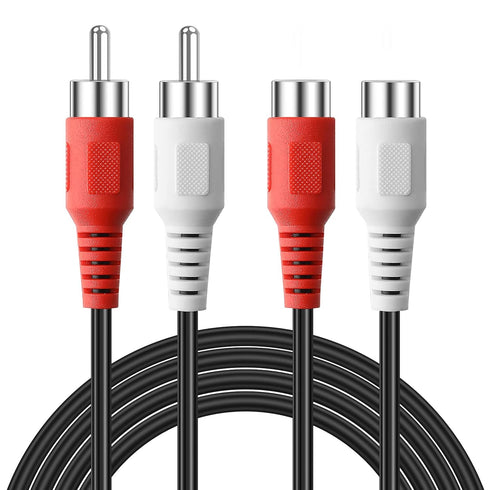 2 RCA to 2RCA Extension Cable 2-Pack, 3.3 ft RCA Cable 2 Male to 2 Female, 2RCA Stereo Audio Extender Cable for Speaker, Amplifier, Mixer, TV...