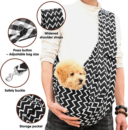 Pet Dog Sling Carrier Bag - Small Dog Purse Cat Puppy Dogs Front Carrier with Pockets and Safety Buckle, Chest Carrying Pouch Bags for Pet Traveli...