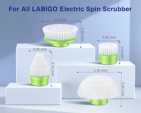 LABIGO Brush Head 4 Pack, Replaceable Brush Heads for Spin Scrubber, Cordless Spin Scrubber Power Cleaning Brush for Bathroom Floor?Green?...