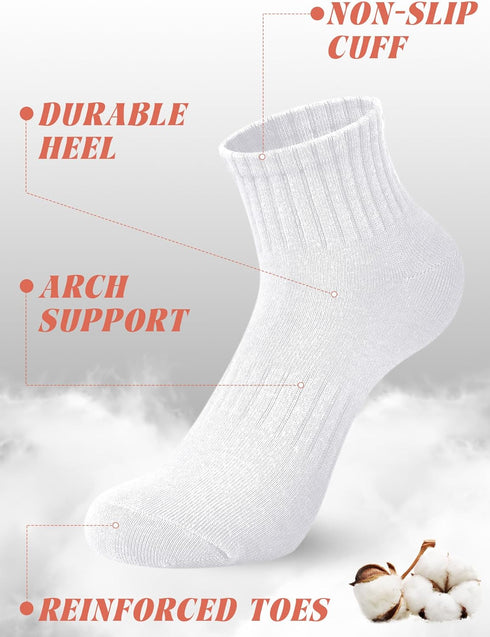 12 Pairs Mini Crew Socks for Women Soft Cotton Ankle Socks Athletic Running Quarter Socks for Tennis Daily Golf Sport...