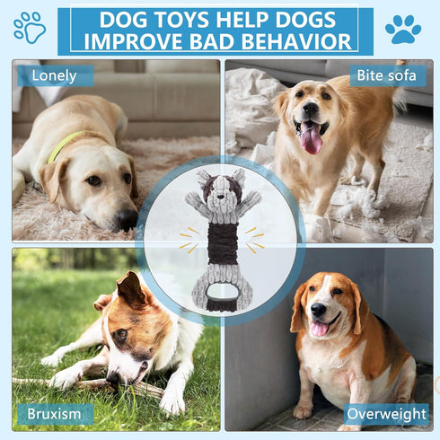 Plush Dog Squeak Toys with Crinkle Paper - Pull Interactive Tug of War Dog Toy, Great for Dental Health, Strengthening Bonds and Anxiety Relief fo...