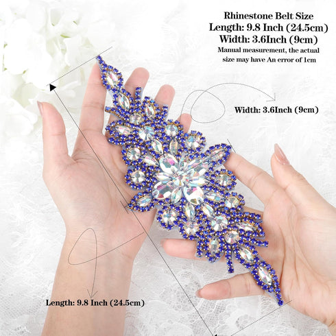 DUOBAO Rhinestone Pearl Bead Applique Blue Rhinestones Appliques Bridal Accessories Crystal Trim Belts Wedding Dress Sash Belt Headband DIY RA004 ...