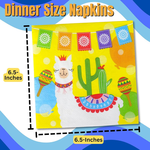 Iconikal 75-Count Cinco de Mayo Fiesta Llama Party Napkins, 6.5x6.5-Inch, 2-Ply...