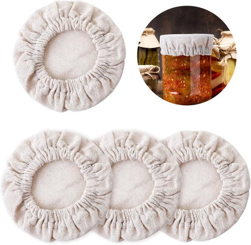 4 Pcs Sourdough Starter Jar Cloth Covers, Elastic Bread Baking Cloth Cover, Reusable Sourdough Proofing Bowl Cover Breathable Cloth lid/Cap Kombuc...
