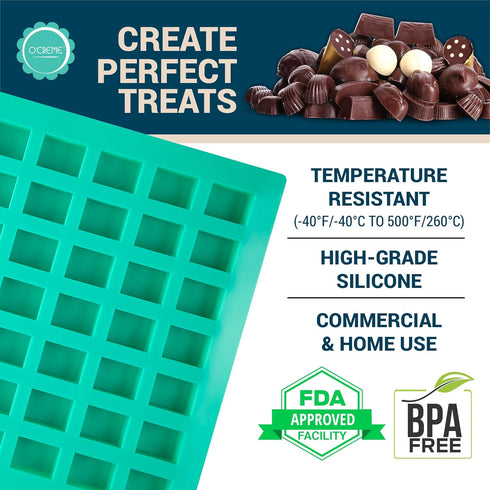 O'Creme Rectangle Caramel Candy Silicone Mold for Chocolate Truffles, Ganache, Jelly, Candy and Praline...
