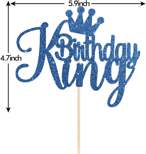 Blue Glitter King Birthday Cake Topper/Baby Shower/Boy Prince 1st 2nd 3rd 10th 13th 18th 21st 30th 40th 50th Birthday Cake Topper/Gender Reveal Pa...