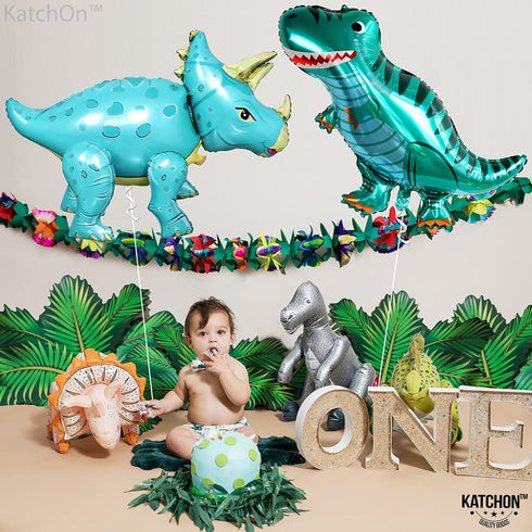KatchOn Giant Blue Dinosaur Balloons - 38 Inch, Pack of 2 | Dino Mylar Balloons for Birthday Party Decor...