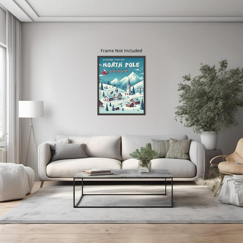 Posterizer 1 pcs-Holiday Christmas winter art-Greetings From The North Pole-Holiday Poster Collection-Adventure Wall Art-Decor for Beach House- un...