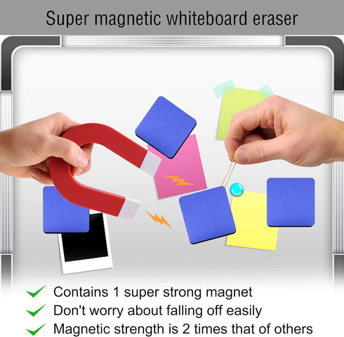 Mini Dry Erase Erasers, IHPUKIDI 48 Pack Magnetic Whiteboard Dry Erasers Chalkboard Cleaner Wiper for Kids and Classroom Teacher Supplies, Home an...