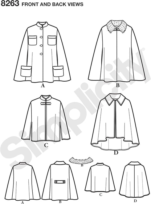 Simplicity 8263 Women's Cape and Capelets Sewing Patterns, Sizes XS-XL...
