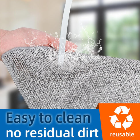 10PCS Non Scratch Steel Wire Dishwashing Rags,Substitute for Steel Wool Scrubbers,Kitchen Cleaning Cloths, Multifunctional Wire Dishcloth for Pots...