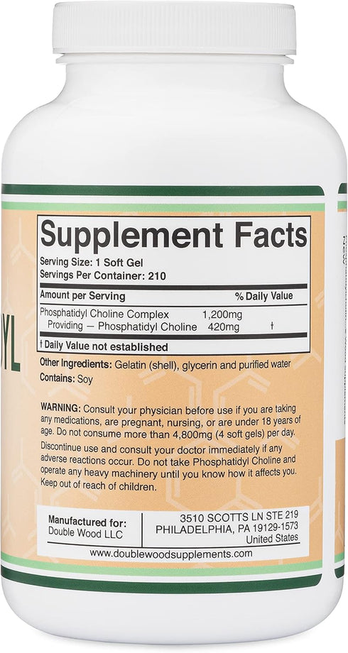 Phosphatidylcholine 1,200mg – 210 Softgels – Enhanced Version of Sunflower and Soy Lecithin (Choline Supplements) - Non-GMO and Gluten Free to Sup...