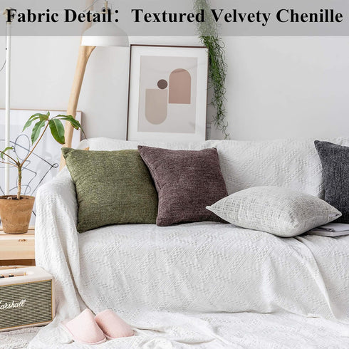 Home Brilliant Pillow Covers 12x20 Set of 2 Rectangular Throw Pillows Textured Chenille Velvet Pillow Covers for Bed, Brown, 12 x 20 inch, 30x50 c...