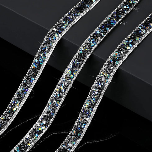 Hicarer 3 Yards Resin Rhinestone Ribbons for Wedding Self Adhesive Diamond Crystal Ribbon Roll Glitter Resin Diamond Belt Bling for Craft DIY Bag ...
