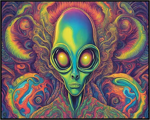 Posterizer 1 pcs- psychedelic funky hippie colorful sci fi alien 4-Fantasy & Fiction Art-Retro Art- Living Room Bedroom Decor- unframed wall art...