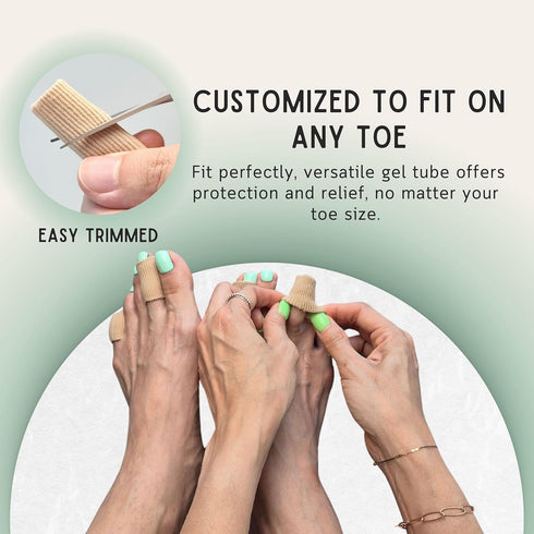 footinsole Toe Protectors Heels -Gel Toe Tube - Fabric Sleeve Protectors 2PCS (0.6 X 6 Inches)...