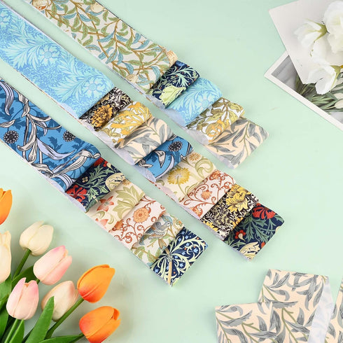 50Pcs William Morris Floral Jelly Fabric Strips Roll for Quilting Crafting Spring Summer Floral Precut Patchwork for Sewing DIY Crafts 2.55 Inch P...