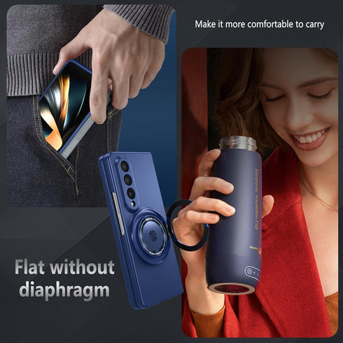 Rugged Phone Case for Samsung Z Fold 4 Case with Ring Magnetic Fits Wireless Charger, 2 in 1 Soft TPU and Hard PC Cover Samsung Galaxy Z Fold 4 Ca...
