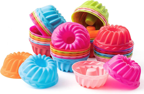 R HORSE 42Pcs Silicone Baking Molds Pumpkin Silicone Cups Non-Stick Muffins Mould Washable Cupcake Liners Donut Cake Pan Reusable Cupcake Wrapper ...