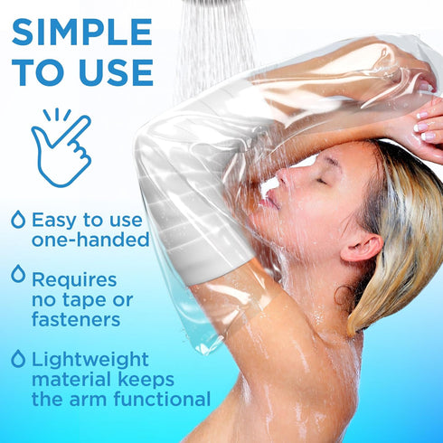 100% Waterproof Cast Covers for Shower Arm Adult - Tight Seal - 2pk Reusable Cast Protectors - Full Arm Bag Sleeves - Strong and Durable...