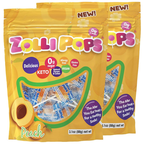 Zollipops Clean Teeth Lollipops, Peach, 6.2 Ounce - Anti-Cavity, Sugar-Free Candy for a Healthy Smile, Delicious Peach Flavor for a Tasty and Dent...