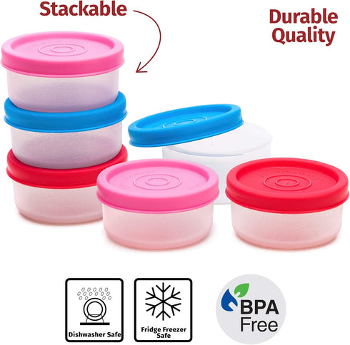 SIGNORA WARE Condiment Containers with Lids- 6 pk. 1.3 oz.Salad Dressing to go Small Food Storage Containers- Sauce Cups Leak proof Reusable Plast...