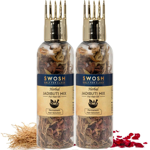 SWOSH Ayurvedic Herbal Hair Oil Mix 2 Combo Bottle with Healthy Hair Packed with Goodness of Ayurvedic Natural Dried Herbs For Oil Infusion Made I...
