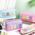 4 Pcs Large Chenille Letter Patch Makeup Bag Skin Stuff Hair Face Bag Preppy Patch Makeup Cosmetic Bag Toiletry Zipper for Women Teen Girl(Letters...