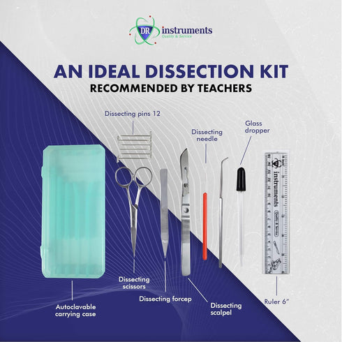 61936PCT Precision Dissection Kit - 25-Piece Biology Kit - 8 Stainless Steel Instruments - Extra Blades & T-Pins - Biology Students & Faculty - Au...
