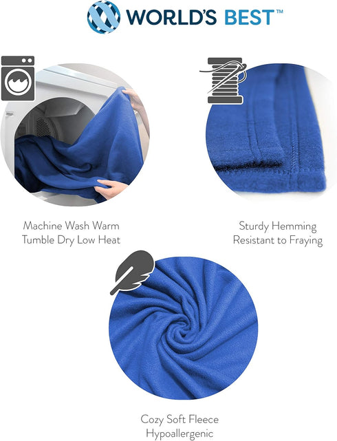 Cozy-Soft Microfleece Travel Blanket, 50x60 Inch, Lightweight, Compact, Perfect for Airplane and Car, Royal Blue...