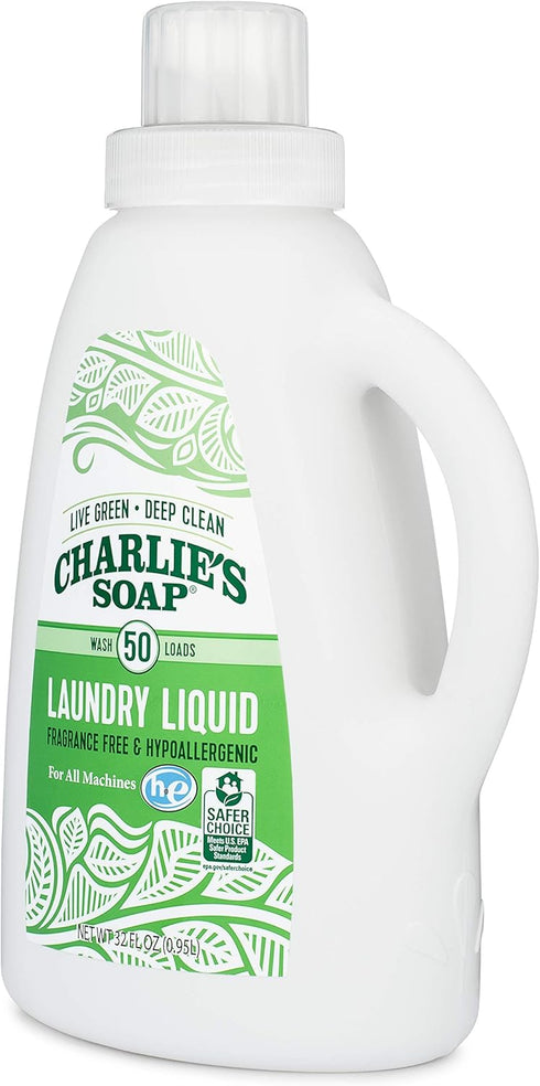 Charlie’s Soap Laundry Liquid (50 Loads, 2 Pack) Natural Deep Cleaning Hypoallergenic Laundry Detergent – Safe, Effective and Non-Toxic...