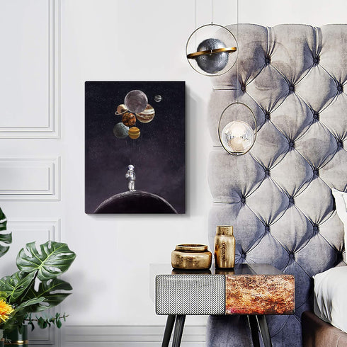 ARTZON Inspirational Wall Art Canvas Print Astronaut Holding Planet Creative Picture Framed Artwork for Bedroom, Bathroom, Living Room, Office, 12...