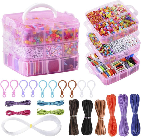 Peirich Bracelets Making Bead Kits, includes 44 Colors Embroidery Floss with 3-Tier Organizer Storage Box, Over 4900 Beads for Friendship Bracelet...