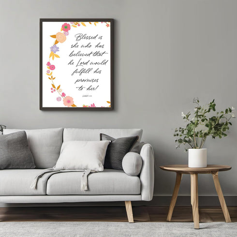 Posterizer 1 pcs-Blessed is She-Positive Quotes-Bible Verse-Religious Posters-Motivational & Inspirational Art-Gifts for Christians - Gift for Dau...